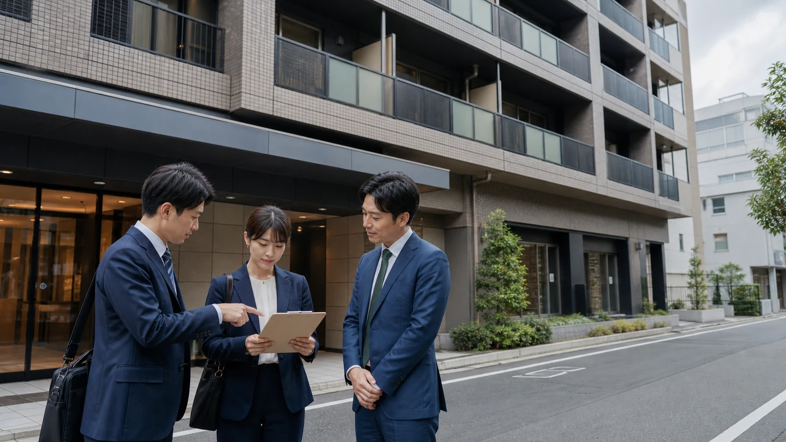 不動産会社の事業承継に向けて建物を確認する担当者